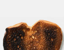 Burned toast symbolising UV protection